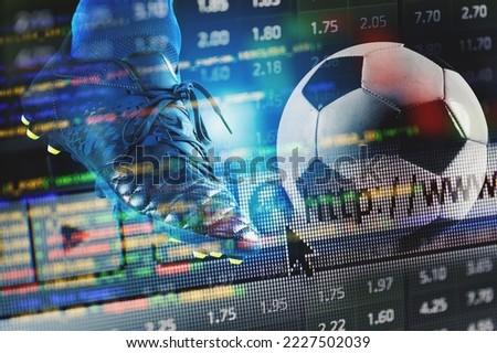 Online bet and analytics and statistics for soccer game Royalty-Free Stock Photo #2227502039