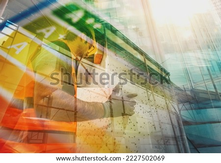 Polystyrene thermal cladding for energy saving on a construction site Royalty-Free Stock Photo #2227502069