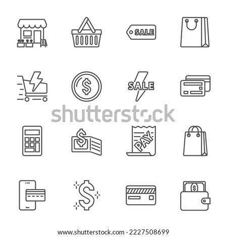 Flash Sale Special Offer icon set, Super market and shopping mall, Vector thin line icons Royalty-Free Stock Photo #2227508699