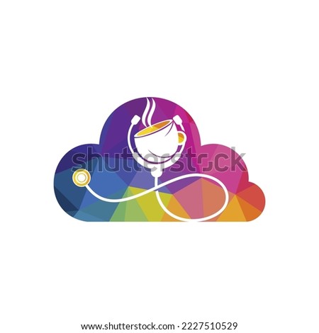 Healthy coffee vector logo design. Doctors stethoscope with coffee cup logo design.	