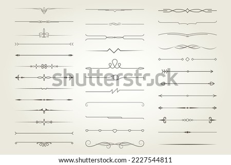 Set of book vignettes, dividers and separators, text delimiters collection, vector Royalty-Free Stock Photo #2227544811