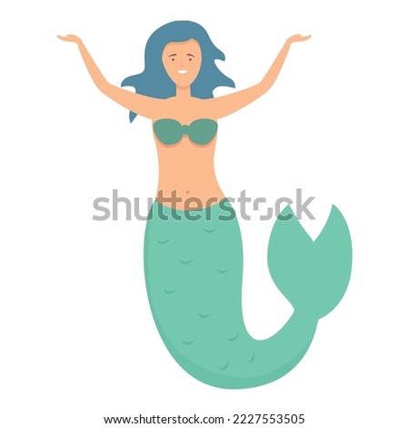 Green mermaid icon cartoon vector. Cute girl. Princess summer