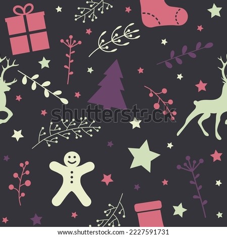 Pattern with Christmas decorations. Wallpaper concept. Vector