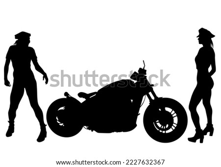 Old big bike and people white background