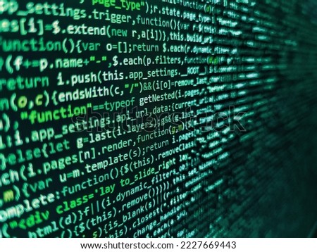 Programming code abstract screen of software developer. Website programming code. Computer script coding source code on desktop monitor. Programming code screen of software developer