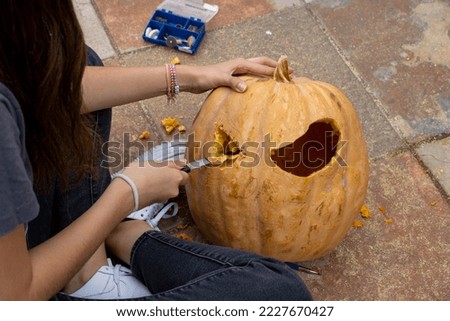 Glowing Halloween Pumpkin isolated on white background mexico, guadalajara latin america