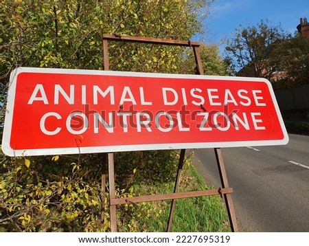 A signpost advising of an Avian Flu infection zone, Chelsworth,  Suffolk, England, UK November 2022 Royalty-Free Stock Photo #2227695319