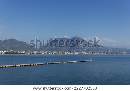 landscape of a cove in Alanya , Turkey with mountain view. selective focus . High quality photo