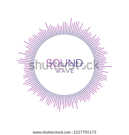 Circle sound wave visualisation. Dotted music player equalizer. Radial audio signal or vibration element. Voice recognition. Epicentre, target, radar, radio icon concept.  Royalty-Free Stock Photo #2227705173