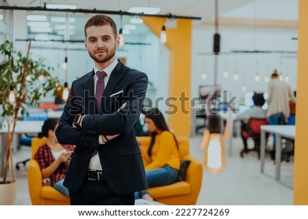 Photo portrait of a manager working in a modern company dealing with digital marketing
