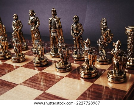 Premium concept chessboard and chess pieces.