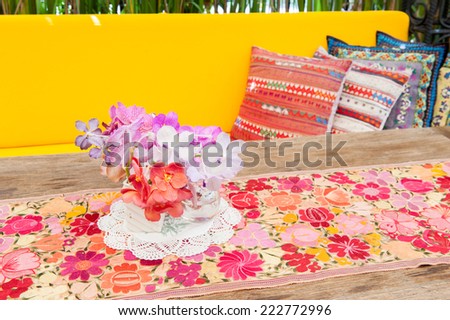 flower pot on a wooden table