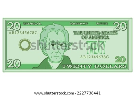 US 20 Dollar bill. Vector illustration.