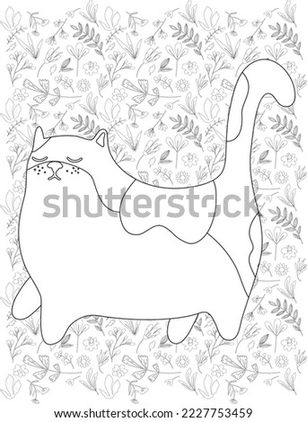 Cat Coloring Page, Cute Cat Coloring Page for Coloring Book, Coloring Books, Cat Vector
