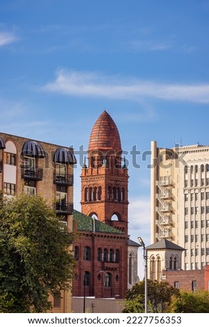 San Antonio, Texas scene with buildings on a beautiful summer day.