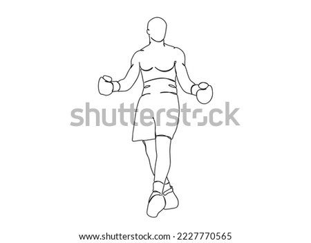 Boxing Player Single line art drawing, black and white minimal Vector illustration. for Logo, Wall décor