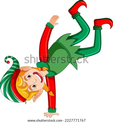 Christmas elf dancing cartoon character illustration