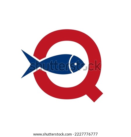 Letter Q Fish Logo, Ocean Logo Vector Template 