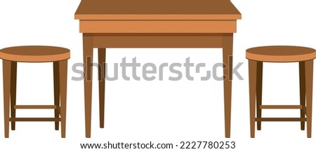 Set of table and chair isolated illustration