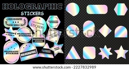 A set of holographic stickers for your text. A modern design element. Royalty-Free Stock Photo #2227832989