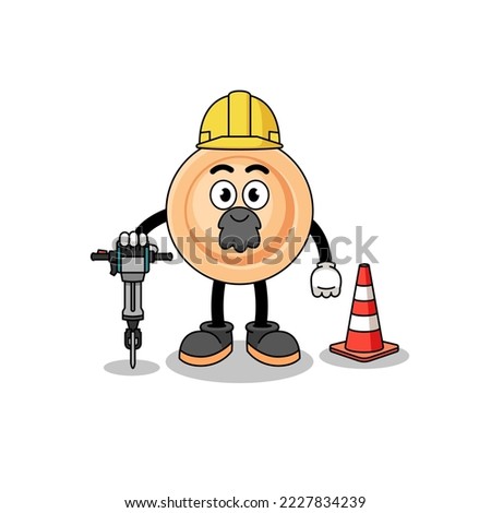 Character cartoon of button working on road construction , character design