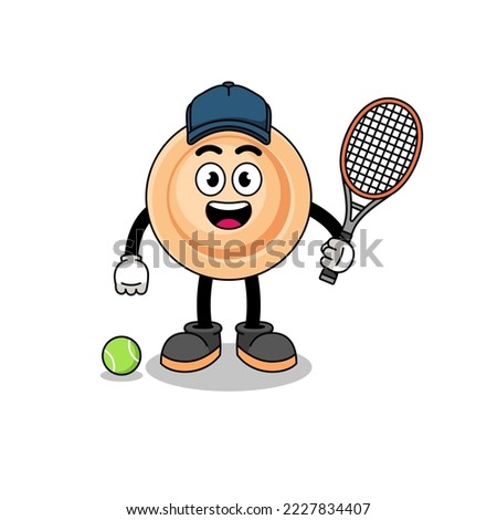 button illustration as a tennis player , character design