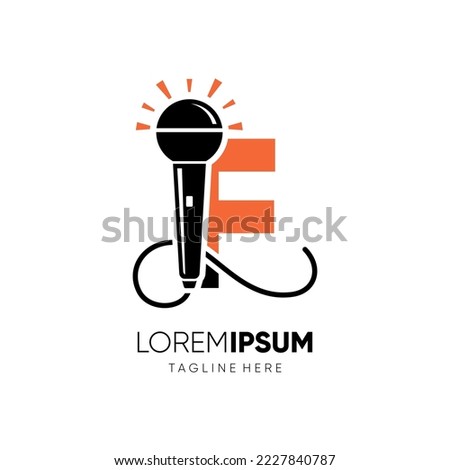 Letter F Microphone Logo Design Vector Icon Graphic Emblem Illustration
