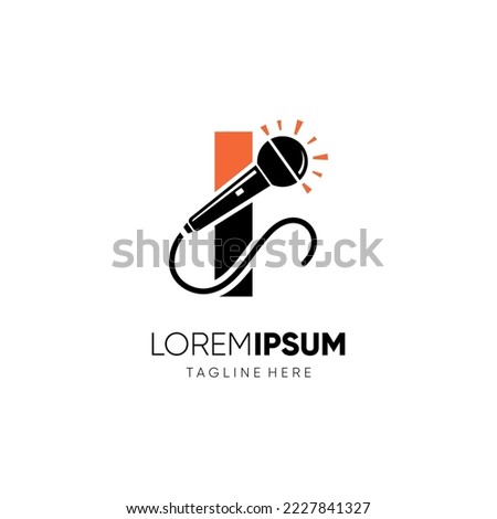 Letter I Microphone Logo Design Vector Icon Graphic Emblem Illustration