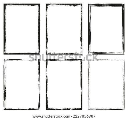 Set of rectangular frames. Grunge frame. Collection of empty borders, frames. Rough background. Isolated vector illustration on a white background. Royalty-Free Stock Photo #2227856987