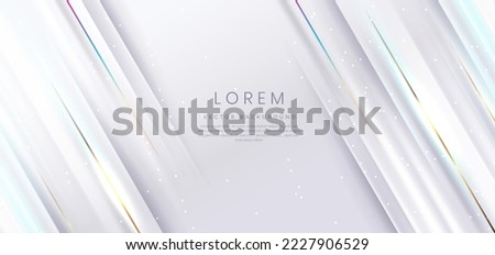 Abstract elegant white background with golden line and lighting effect sparkle. Luxury template design. Vector illustration
