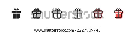 Vector illustration of big gift with bow with giveaway text. Prize drawing, roulette, luck, social networks. Present concept. Vector line icon on white background