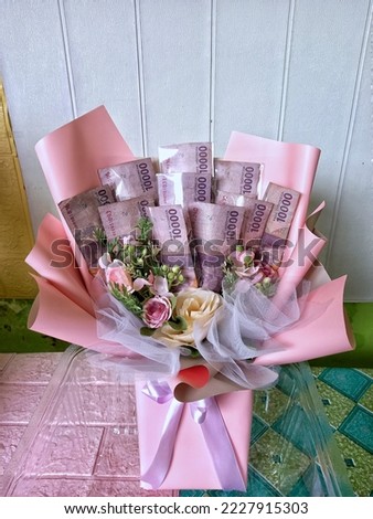 Stock photo of Indonesian money bouquet for event celebration