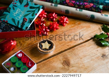 gift wrapping decoration, place for text. Christmas decoration