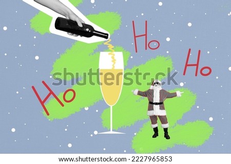 Photo artwork minimal picture of arm pouting wine glass excited funky funny x-mas grandfather isolated drawing background