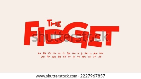 Fidgety jumpy font. Joyful groovy lowercase and uppercase typeset. Crazy irrepressible alphabet, restless type. Dancing letters for birthday, festival and carnival headline. Vector typographic design Royalty-Free Stock Photo #2227967857