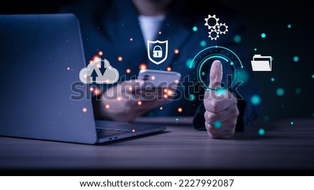 cyber identify security, cloud protection computing, bussiness man identify loging, security on bussiness model, cloud storage cyber security Royalty-Free Stock Photo #2227992087