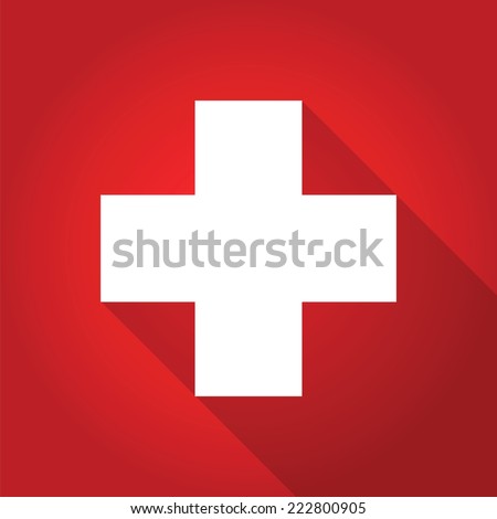 first aid long shadow icon, vector symbol