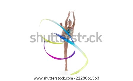 Rhythmic gymnast isolated on white