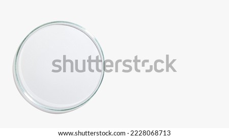 An empty petri dish on a light background. Royalty-Free Stock Photo #2228068713