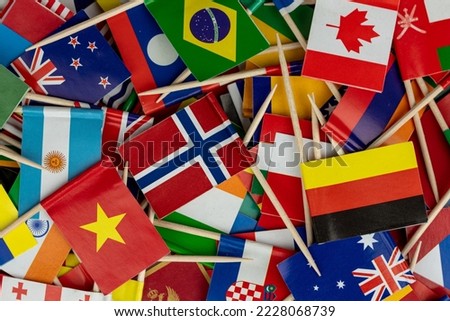 the cocktail toothpick flags from all around world Royalty-Free Stock Photo #2228068739