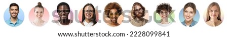 Collage of portraits and faces of multiracial group of various smiling young diverse people for userpic and profile picture Royalty-Free Stock Photo #2228099841