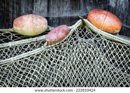 close-up of an old fishing net