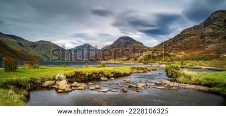 Mountain river rock panorama. Panorama of the river valley in the mountains scenic outdoor Royalty-Free Stock Photo #2228106325
