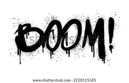 Set of Spray painted graffiti Boom word in black over white. Boom drip symbol.  isolated on white background. vector illustration