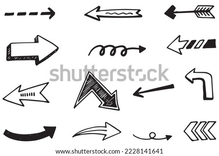 set of hand drawn arrows .Vector doodle design elements. Illustration on white background.for business infographic, banner, web and concept design.