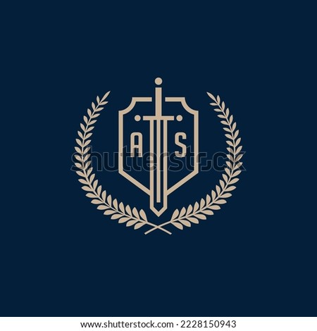 Initial AS elegant sword and shield icon vector template