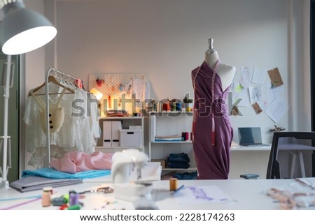 Fashion Design Studio, Tailors office, Design Room in the Office, Workplace with sew manikins