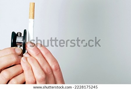 stop smoking cigarette doctor recommending you to stop smoking with people stock photo