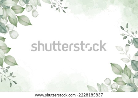 Elegant Green Leaf Background Watercolor 