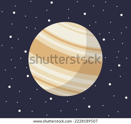 Cartoon solar system planet in flat style. Venus planet on dark space with stars vector illustration.